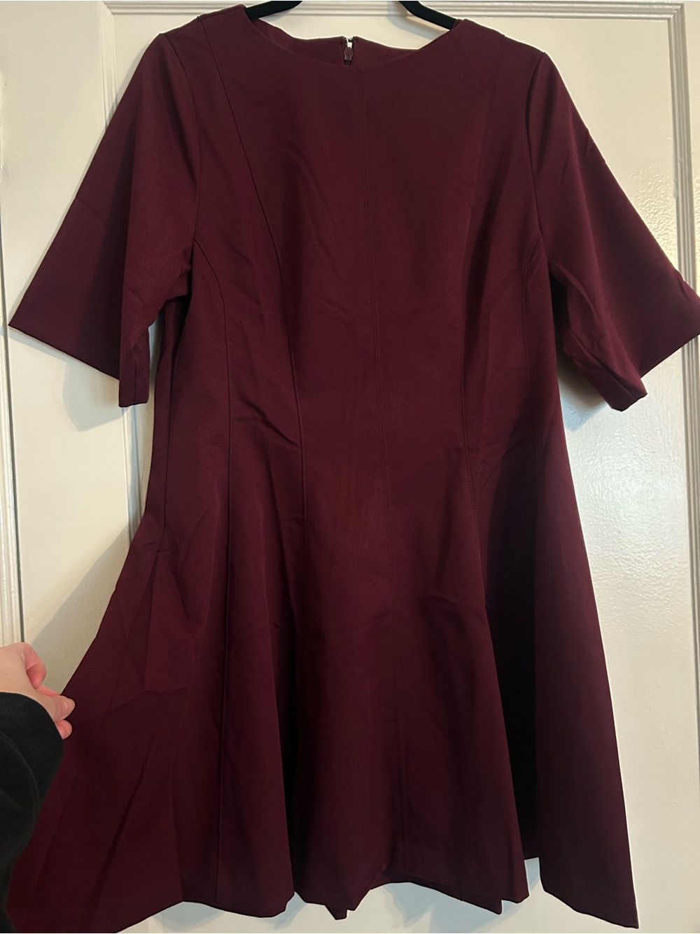 NWOT H&M Twill Tapered Waist Dress Burgundy - Picture 3 of 7